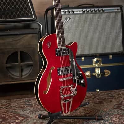 Duesenberg Starplayer TV Semi-Hollow Electric Guitar - Red Sparkle with Hardshell Case - Demo image 17