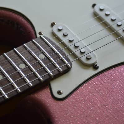 American Fender Custom Stratocaster Relic Nitro Faded Pink Sparkle image 5