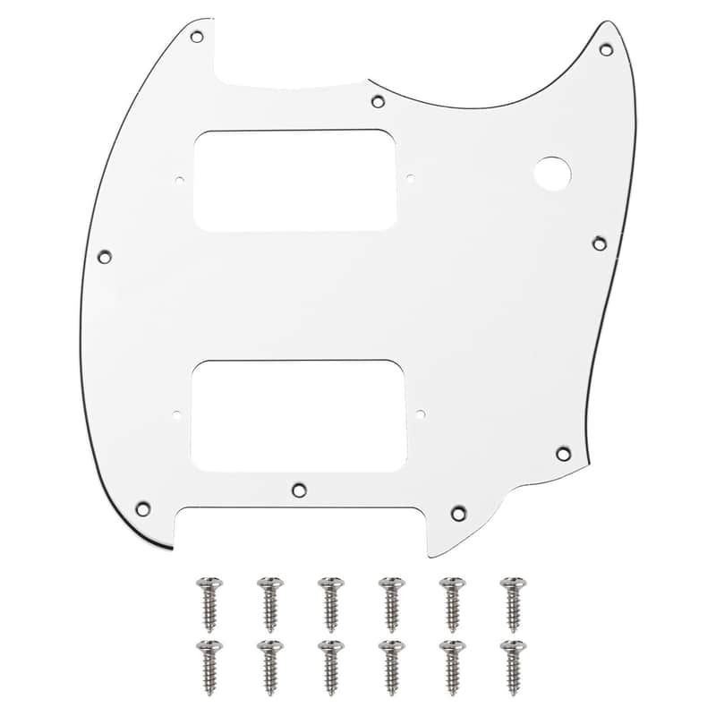 1Pcs Yootones HH 9 Holes Round Corner Guitar Pickguard 2 Humbuckers Compatible with Squier Bullet Series Mustang Electric Guitar (3Ply White) image 1
