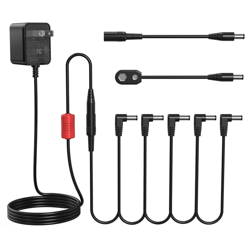 Donner DPA-100 Guitar Pedal Power Supply Adapter 9V DC 1A Tip Negative 5 Way Daisy Chain Cables for Effect Pedal image 1