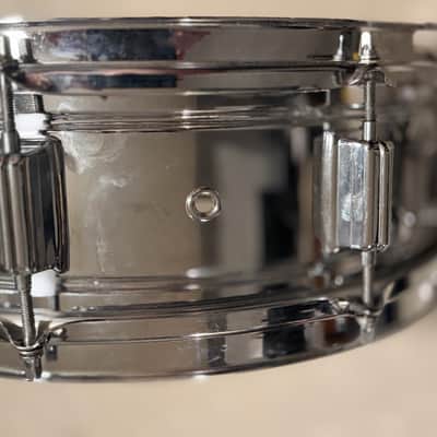 Rogers Fullerton Era 5 x 14 Powertone Chrome over Brass COB snare; Super clean! image 4