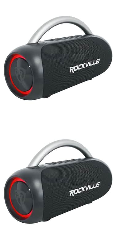 (2) Rockville RPB-D3 IPX5 Portable Bluetooth Speakers Boomboxes w/Wireless Link image 1