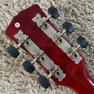 Red Burst Acoustic Guitar, Plywood Top Body, Mahogany Neck image 13