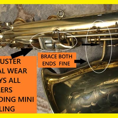 MAKE OFFER DUBBED "PAN AND PERKS" LYON AND HEALY TENOR SAXOPHONE ULTRA RARE BURNISHED GOLD PLATED ARTIST MULTI PORTRAITS TOP FINISH #6 SPECIAL ORDERED ORIGINAL MPC image 11