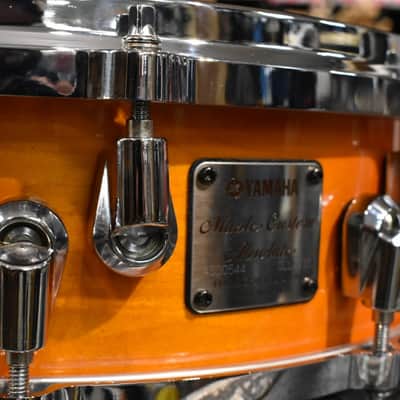Yamaha Made in Japan 14 x 4 Maple Custom Absolute Piccolo Snare Drum in Honey Amber Lacquer image 5
