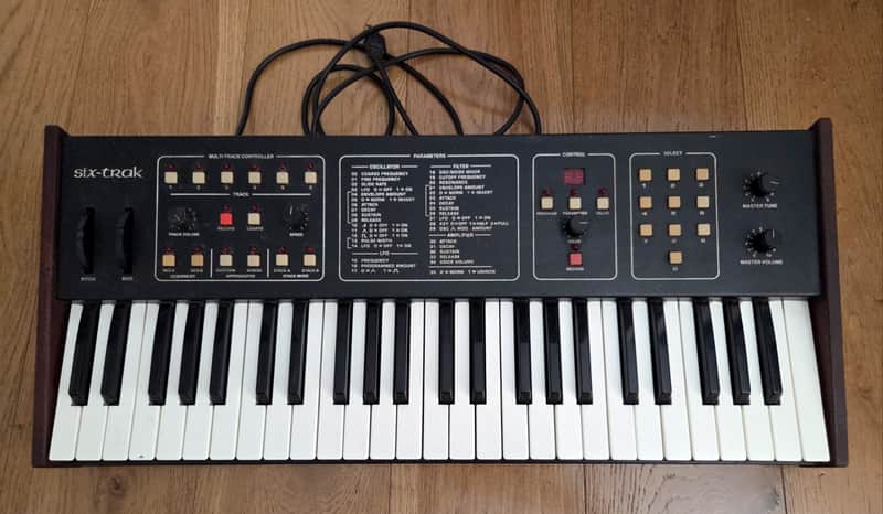 Sequential Six-Trak 49-Key 6-Voice Polyphonic Synthesizer 1984 - 1985 - Black with Wood Sides image 1
