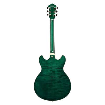 Ibanez AS93FM AS Series Artcore Expressionist Semi-Hollow Electric Guitar - Transparent Moss Green image 3