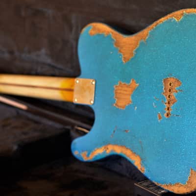 American Fender Telecaster 2019 Custom Heavy Relic Nitro Blue Sparkle image 2