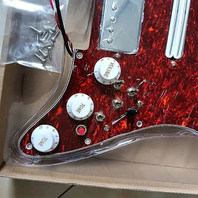 Red HSH Strat Style Pickguard Guitar Loaded Prewired Plate, Multi Switches System image 6