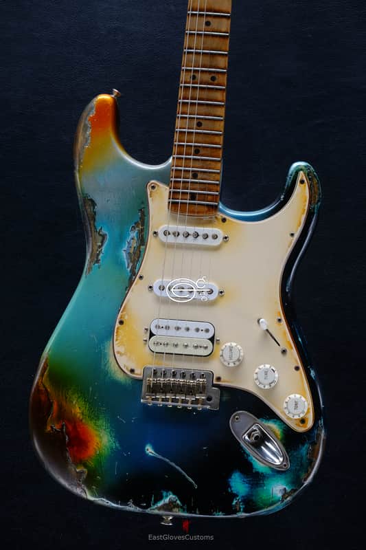 Fender Stratocaster HSS Galaxy Blue Aged Relic by East Gloves Customs (RARE) image 1