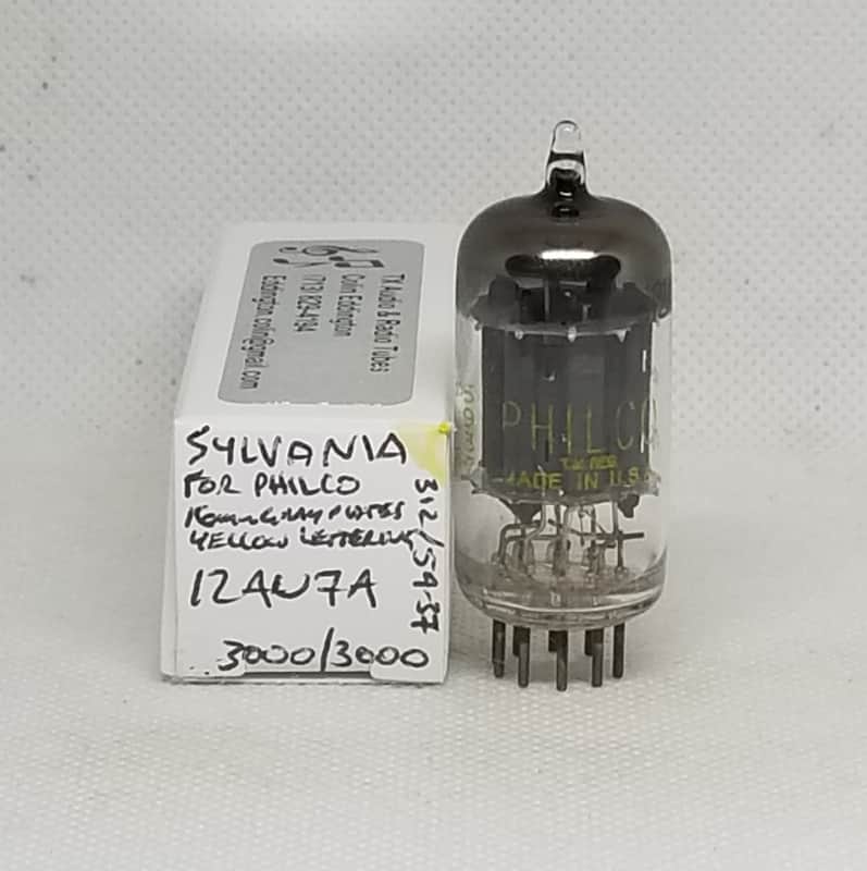 Sylvania Made For Philco 12AU7A Long Gray Plate Perfectly Balanced Single NOS 12AU7 ECC82 image 1