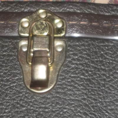 lightly handled (late 90s-early 00s) Taylor Grand Concert Deluxe Brown Hardshell Case (5200-54 but reg black lining) textured dark brown vinyl over 3-ply wooden structure, Foam padding covered w/ reg black plush  lining, brass plated HW, leather handle image 13
