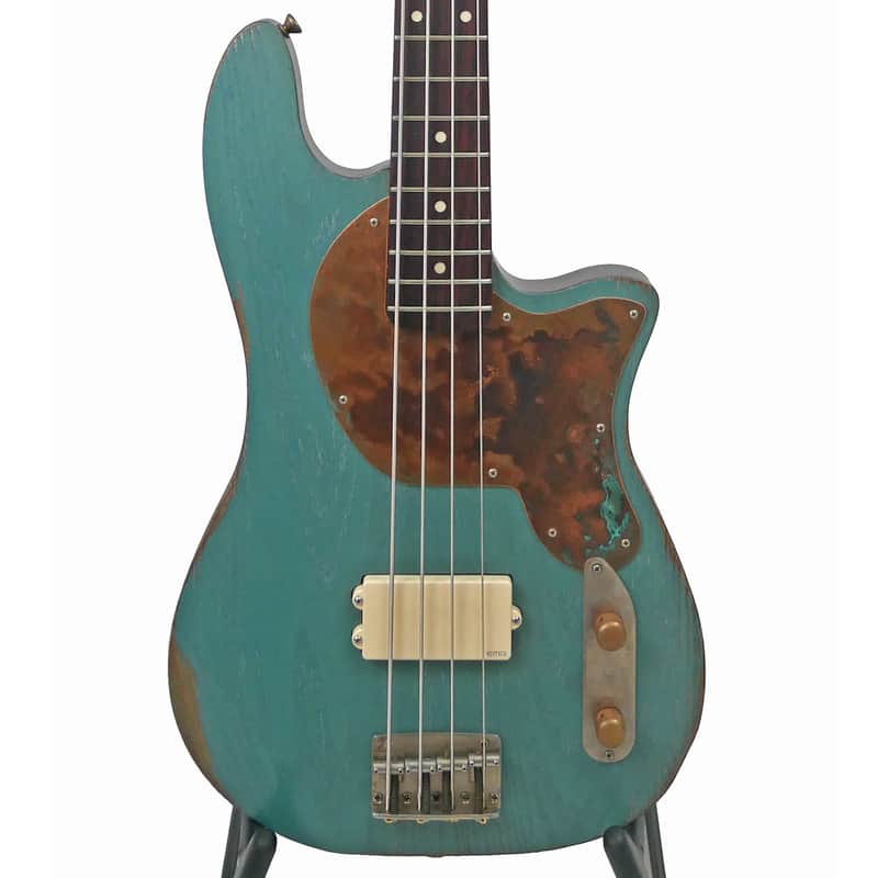 Offbeat Guitars "Priscilla" Bass - Nitro Relic Finish, Active EMG Music Man P/U, Patina Copper Guard image 1