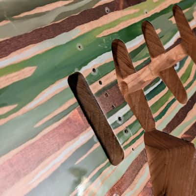 Franchin Guitars Stratocaster body - colorful Wood Grain Green Oil Paint and Bronze Metallic Leaf Swamp Ash image 7