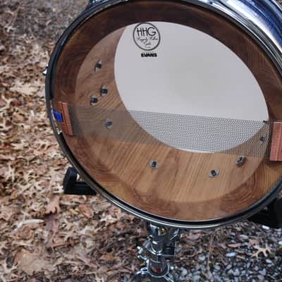 HHG Drums 14x7 Contoured Ash Stave 2022 Ocean Blue High Gloss Lacquer image 11