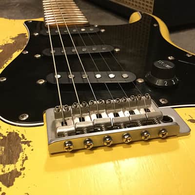 USA Relic Strat Style Electric Guitar Road Worn Yellow by Nate's Relic Guitars image 5