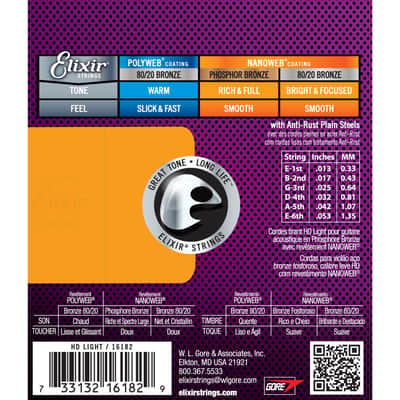 Elixir 16182 NANOWEB® Phosphor Bronze Acoustic HD Light 13-53 image 2