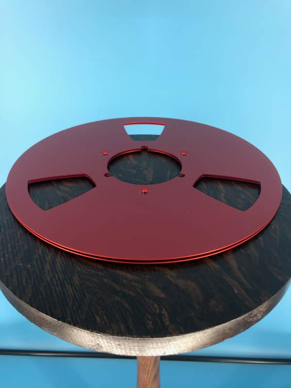 Burlington Recording 10.5" RED Aluminum NAB Metal Flanges with 1/4" Hardware image 1