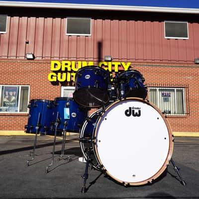 DW USA Collectors Series 5pc Maple/Mahogany Shell Pack - Deep Royal Blue Lacquer Custom | 10,12,14,16,22" image 4