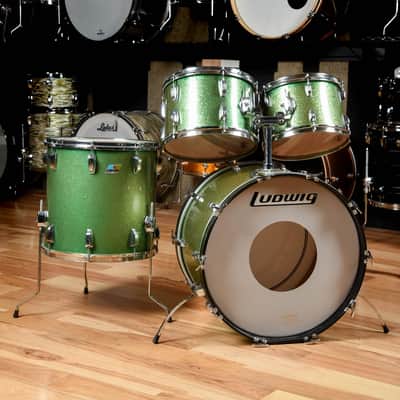 Ludwig Ludwig 12/13/16/22 1970's 4pc Drum Kit Green Sparkle image 1