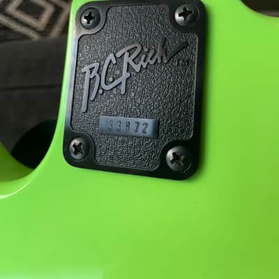 B.C. Rich NJ Series Warlock Bass 1985 - Lime Green MIJ image 7