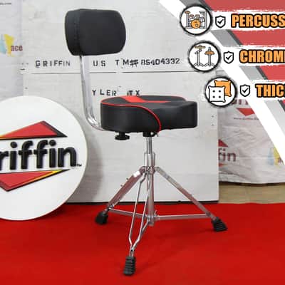 GRIFFIN Drum Throne with Backrest Support (Swivel ProROCK Series) – Saddle Seat Biker-Style Padded Percussion Chair, Height Adjustable for Drummers & Musicians image 14