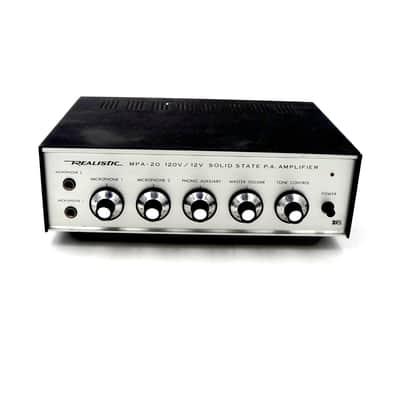 Vintage Realistic MPA-20 Solid State P.A. Amplifier 120V / 12V Mic Preamp Portable image 2