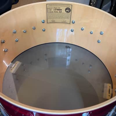 DW Collector’s Series 333 Maple 6.5x14” Snare Drum 2024 - Black Cherry Stain Lacquer over vertical Makore Exotic w/ Chrome Hardware image 5