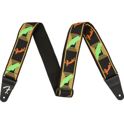 Fender Neon Monogrammed Strap Green/Orange - Strap for Guitars image 1