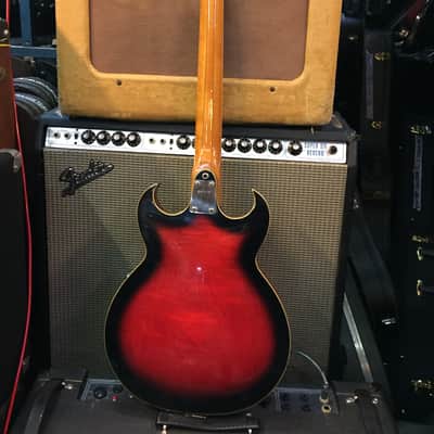 66 EKO Semiacoustic Model 360/2V Florentine THIN -LINE Double Cutaway Sunburst, Vibrola, EX+ image 9
