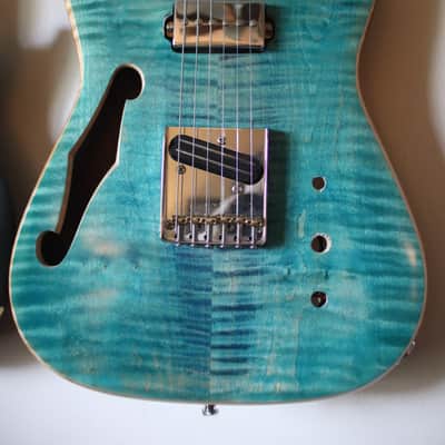 Telecaster Electric Guitar Project - Turquoise Flame Maple Top, Neck & Fretboard image 6