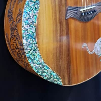 Blueberry Handmade Grand Concert Cutaway Guitar Tiger Motif image 11
