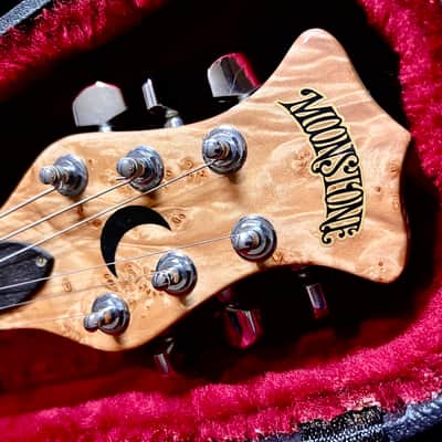 Moonstone FLAMING V flying v 1984 - Natural Paduak & maple burl image 8
