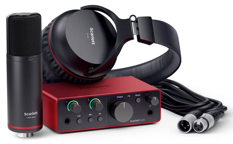 Focusrite Scarlett Solo Studio 4th Gen Recording Interface+Mic+Pop Fillter+Cable image 1
