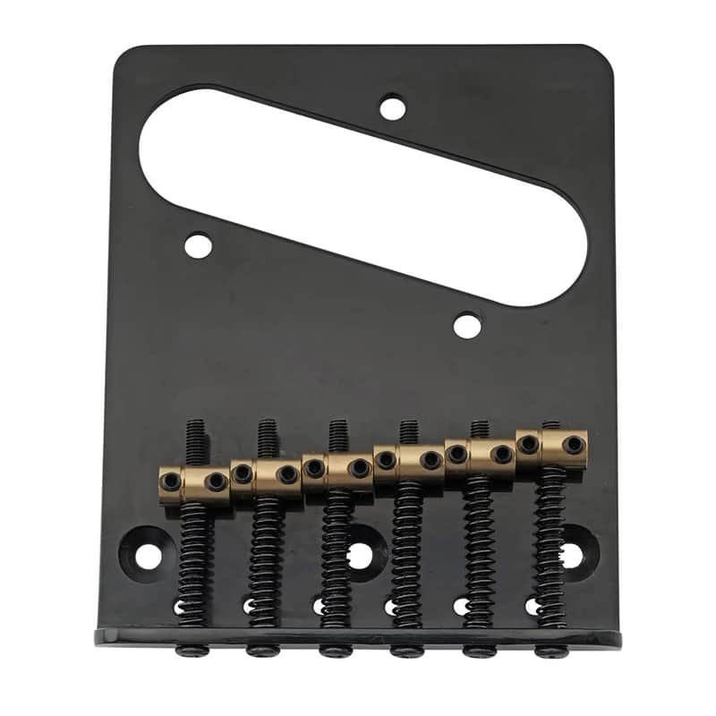 Brio Pro Modern Tele Bridge — 54 mm (2-1/8") • 6 Brass Barrel Saddles • Dual-Load Black image 1
