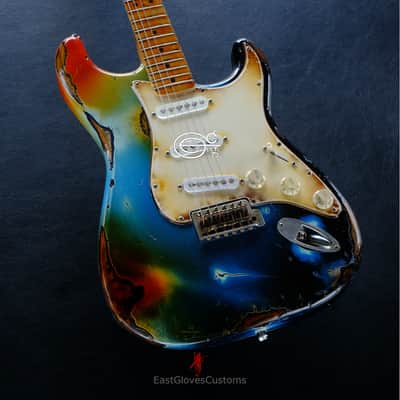 Fender Deluxe Stratocaster Galaxy Blue Aged Relic by East Gloves Customs (RARE) image 2