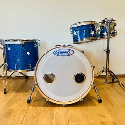 Custom Orange County Drums & Percussion (OCDP) USA Blue Sparkle Drum Kit image 10