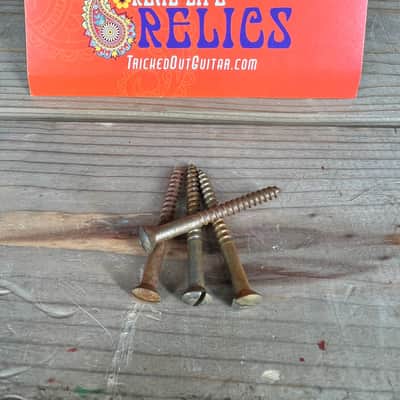 Real Life Relics Fender® Sized Replacement Aged Nickel Slotted Neck Plate Screws Set of 4    [Y7] image 2