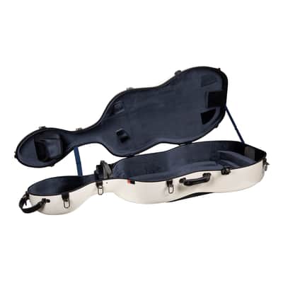 Crossrock Fiberglass Cello Case with Wheels - Fits 4/4 Full Size Cellos - Includes Padded Music Pouch, 3 Handles, Removable Shoulder Straps, Combination Lock - Milky White（CRF2020CEFMW） image 3