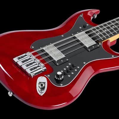 Hagstrom H8-II Bass Wild Cherry Transparent w/Case image 3