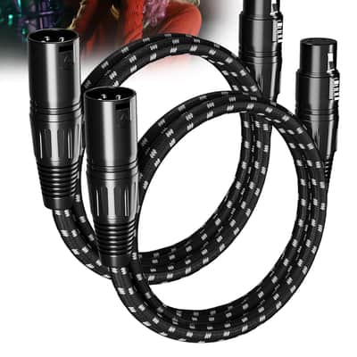 XLR Cables 3ft 2 Pack, XLR Microphone Cable Balanced Shielded Nylon Braided Cord 3 Pin 3 feet Male to Female for Microphones Recording, Mixer, Amplifier，Speaker Systems image 1
