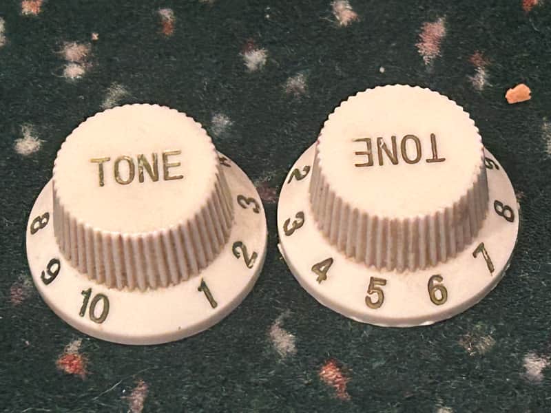 *Vintage* 1989 Fender Squier Stratocaster - Set of Two 4-Spoke "Tone" Guitar Knobs image 1