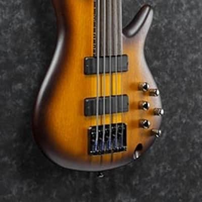 Ibanez SRF705 BBF Bass Workshop Fretless 5 String Electric Bass. Brown Burst Flat image 3