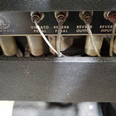 Vintage 1965 Fender Twin Reverb 2-Channel 85-Watt 2x12" JBL D120s Guitar Combo Black Panel with original paperwork and original (and newer) vibrato and spring reverb footswitch image 8
