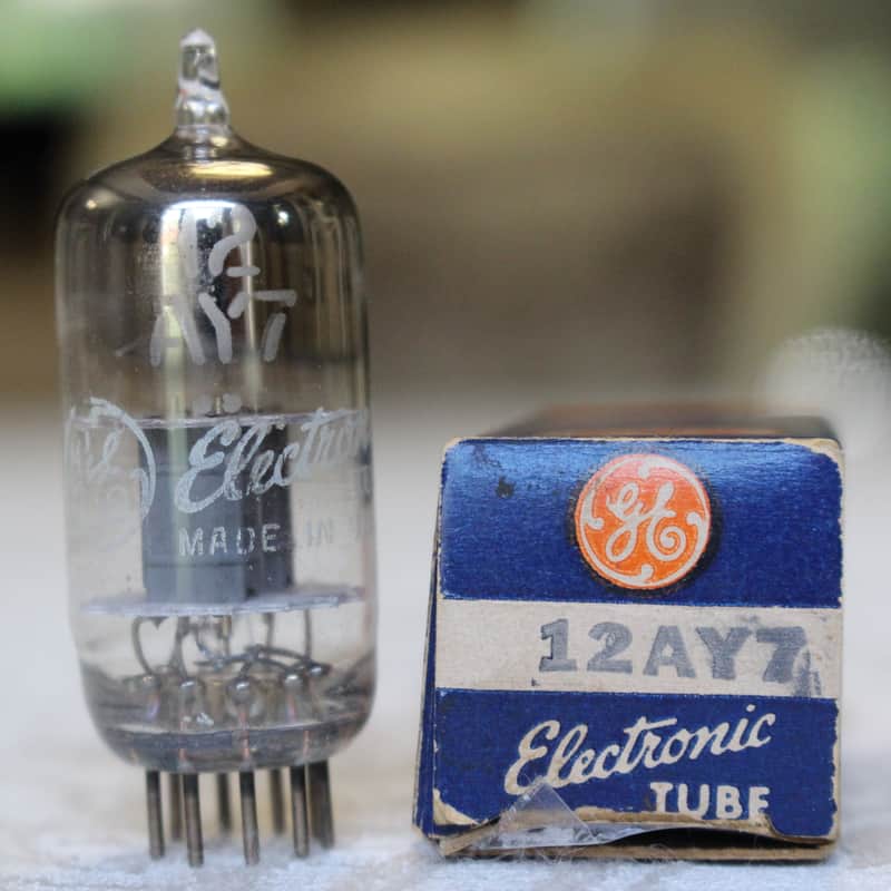 1954 GE 12AY7 Gray Plate Bent Rectangular Getter NOS NIB – Balanced 2100/2200 Gm image 1