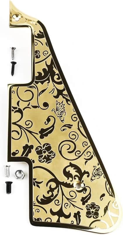 Stainless Steel Pick Guard Scratch Plate 2-Hole Mount Engraved Metal Electric Guitar Pickguard Replacement Parts(Gold) image 1