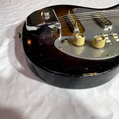 Vintage Kingston 1960's Electric Guitar - Tobacco/Sunburst two tone dual pickups image 9