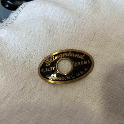 Slingerland Chicago Swirly S Drum Badge 50s era Blk/Gold Near Mint condition! image 2