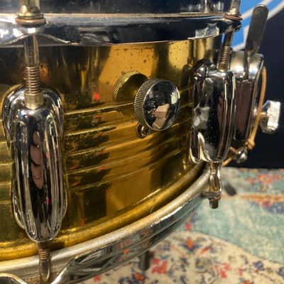 Slingerland - 5.5x14" No. 140 Artist Brass Snare Drum, 1985–1989, Lacquered Brass image 12