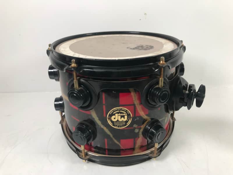Rare Vintage DW Plaid Red Snare Drum 10x8 image 1